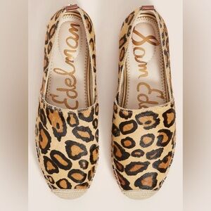 Sam Edelman Khloe Leopard Calf-hair Espadrille Flats.